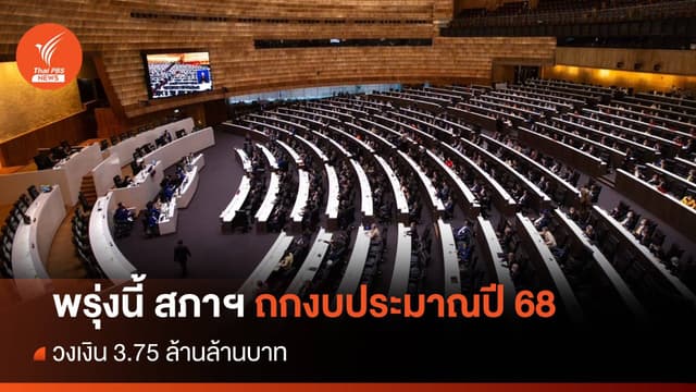 ​สภาฯ ถกร่างงบประมาณปี 68 วงเงิน 3.75 ล้านล้านบาท พรุ่งนี้