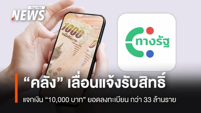 “คลัง” เลื่อนแจ้งรับสิทธิ์ แจกเงิน “10,000 บาท”